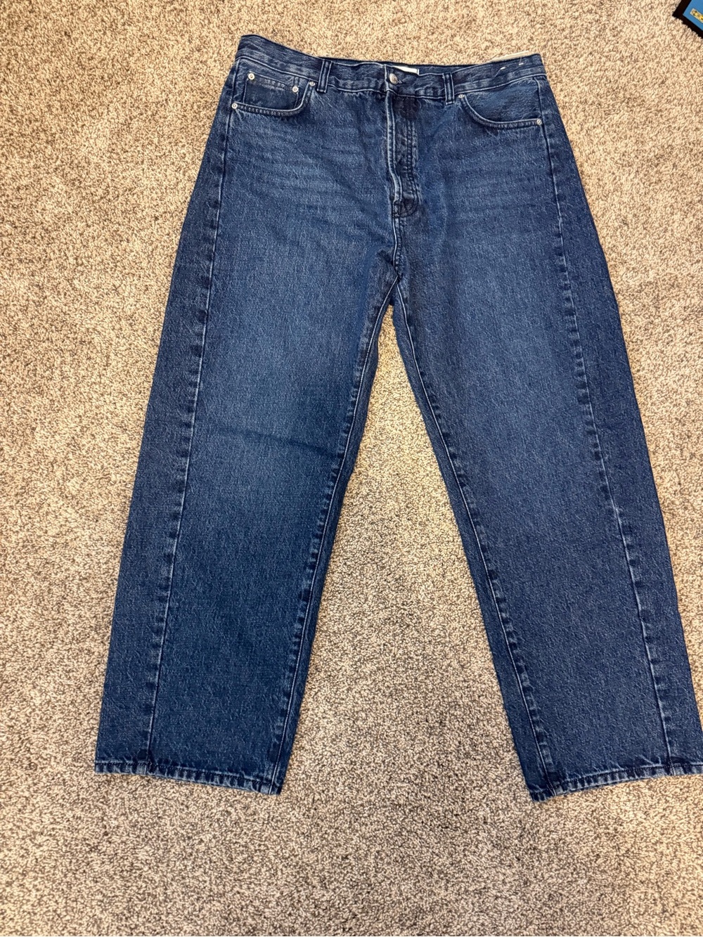 Madewell High-Rise Barrel Leg Dark Wash Jeans
